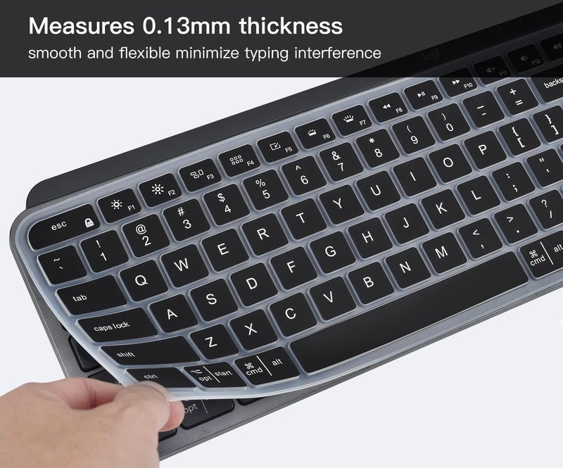 DAMMOMKO غطاء لوحة المفاتيح لجهاز لوجيتك MX Keys S و MX Keys Advanced مضيئة لاسلكية، واقي لوحة مفاتيح لوجيتك كرافت المتقدمة، (لا يناسب MX Keys S لجهاز ماك)، أسود - Image 4